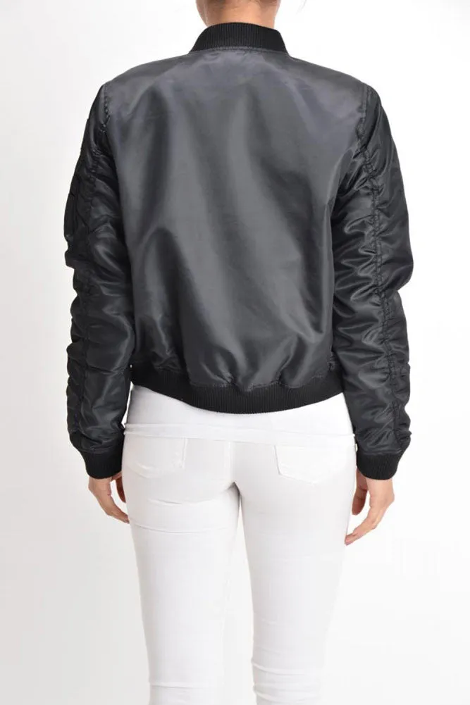 Women's Patched Flight Bomber Jacket