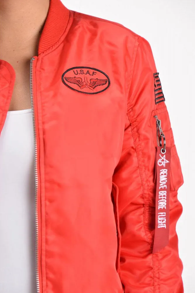 Women's Patched Flight Bomber Jacket