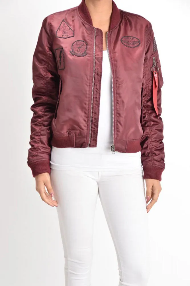 Women's Patched Flight Bomber Jacket