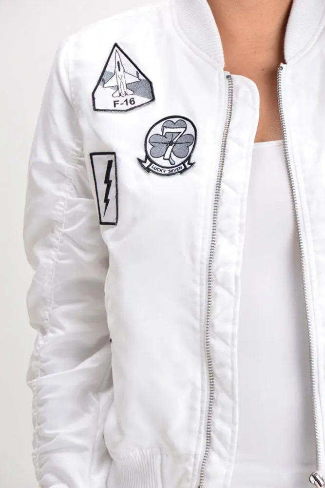 Women's Patched Flight Bomber Jacket