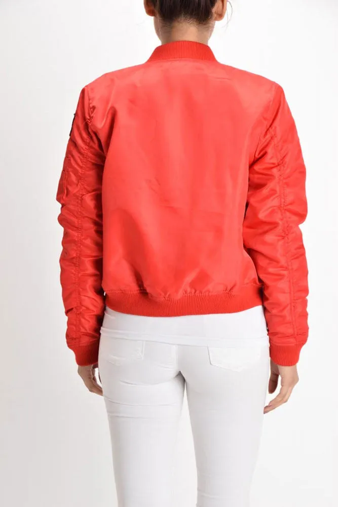 Women's Patched Flight Bomber Jacket