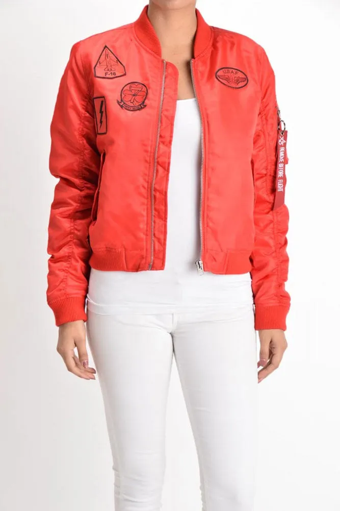 Women's Patched Flight Bomber Jacket