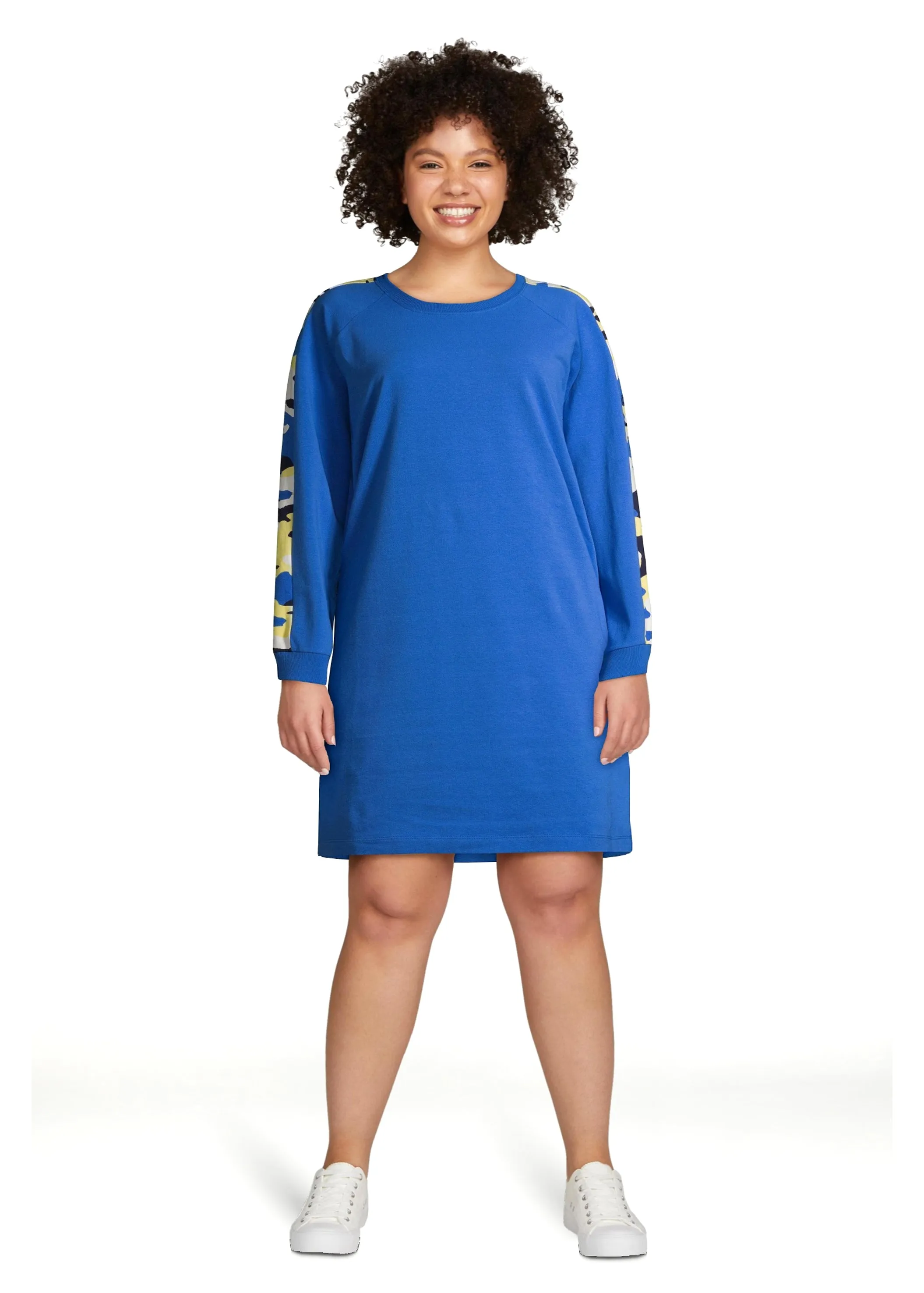 Women's Printed Sweatshirt Dress,Blue