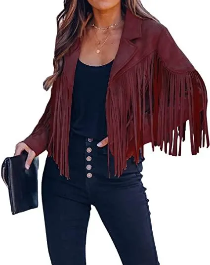 Womens White Fringe Leather Jacket