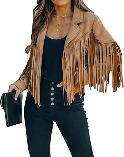 Womens White Fringe Leather Jacket