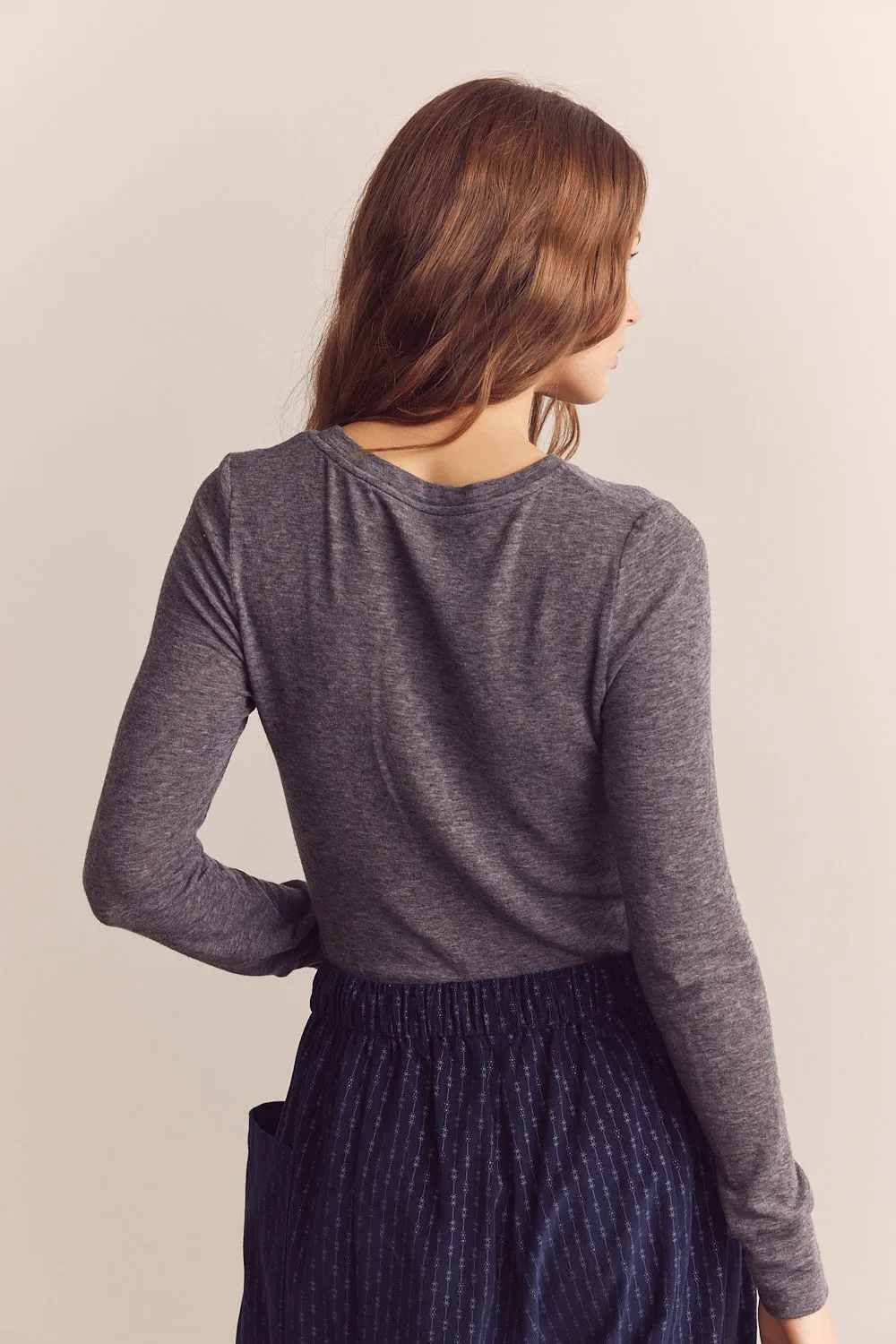 Wool blend lightweight knit top