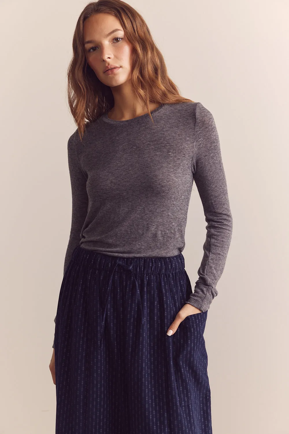 Wool blend lightweight knit top