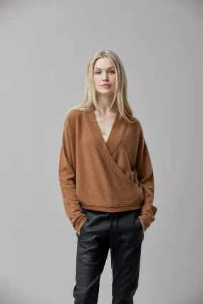 Wrap cashmere pullover