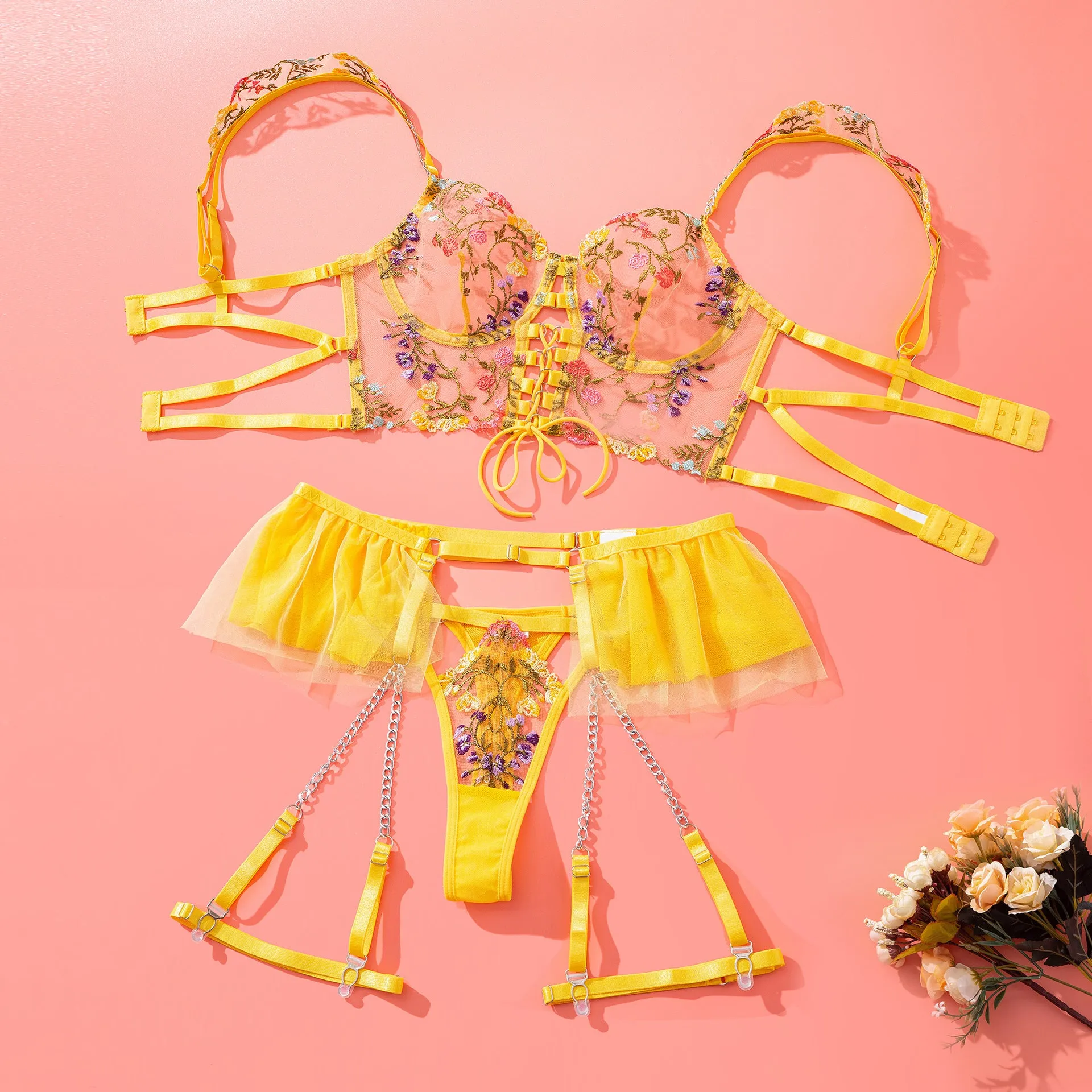 Yellow Sexy Lingerie Set KF70181