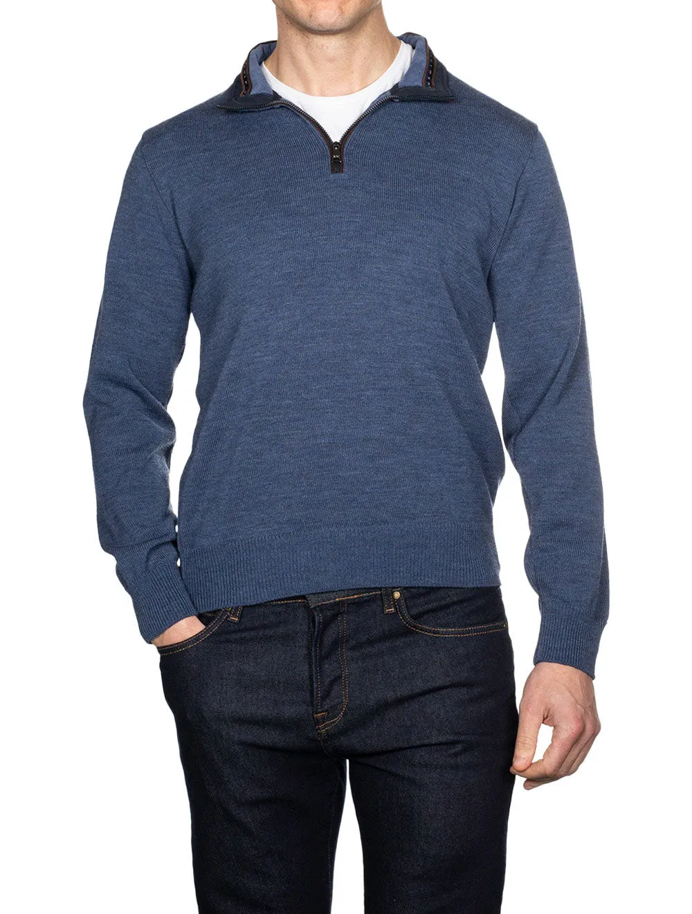 Zipped Pullover Blue